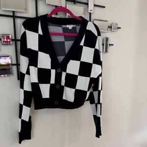 Garage Black and White Checkered Cardigan